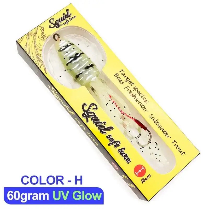 60g120g150g Silicone Soft Artificial Rubber Luminous UV Squid Jig Fishing Lures For Sea Fishing Trolling Wobbler Bait