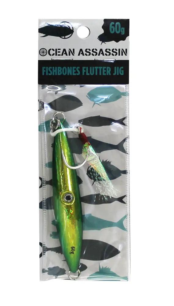 Ocean Assassin Fishbones Flutter Jig - Green by NZ Diver