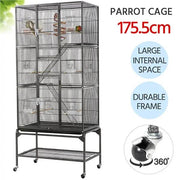 175.5cm H Extra Large Pet Cage Mobile Large Bird Cage Parrot Cage by Yaheetech
