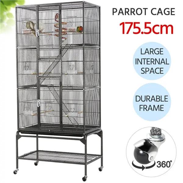 175.5cm H Extra Large Pet Cage Mobile Large Bird Cage Parrot Cage by Yaheetech