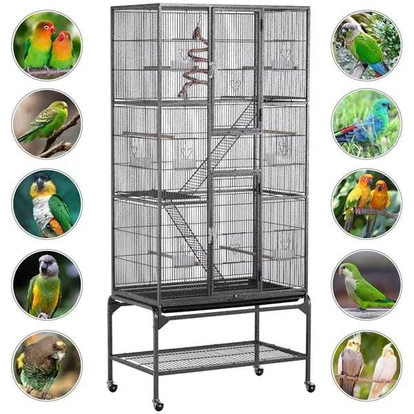 175.5cm H Extra Large Pet Cage Mobile Large Bird Cage Parrot Cage by Yaheetech