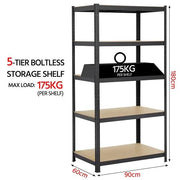 5 Tiers Metal Storage Shelving Adjustable Display Rack Unit by Yaheetech