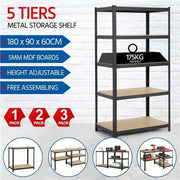 5 Tiers Metal Storage Shelving Adjustable Display Rack Unit by Yaheetech