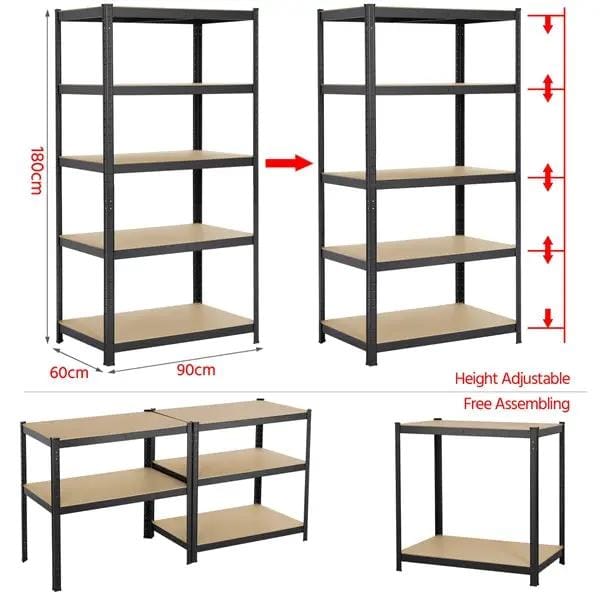 5 Tiers Metal Storage Shelving Adjustable Display Rack Unit by Yaheetech