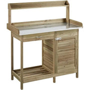 Outdoor Garden Potting Bench Table Work Bench Metal Tabletop by Yaheetech