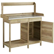 Outdoor Garden Potting Bench Table Work Bench Metal Tabletop by Yaheetech