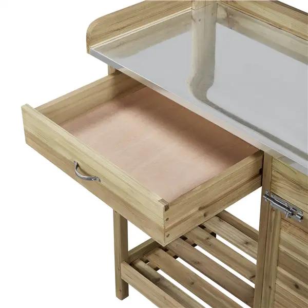 Outdoor Garden Potting Bench Table Work Bench Metal Tabletop by Yaheetech