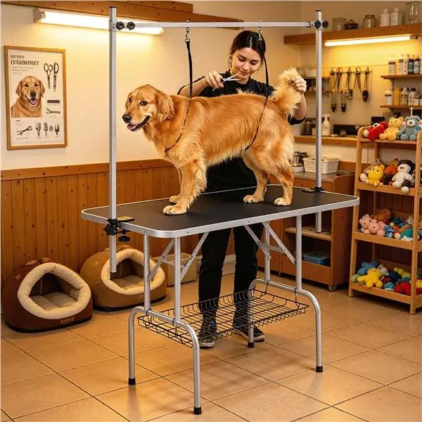 Yaheetech Foldable Pet Grooming Table Stainless Steel Arm Frame Height Adjustable Foldable Pet Grooming Table Stainless Steel Arm Frame Height Adjustable