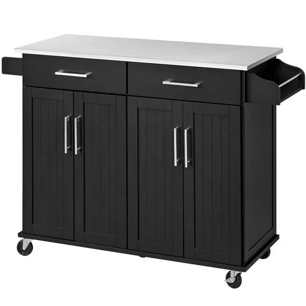 Yaheetech Kitchen Island on Wheels Kitchen Cart Trolley with Stainless Steel Top Kitchen Island on Wheels Kitchen Cart Trolley with Stainless Steel Top