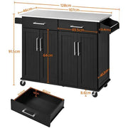 Yaheetech Kitchen Island on Wheels Kitchen Cart Trolley with Stainless Steel Top Kitchen Island on Wheels Kitchen Cart Trolley with Stainless Steel Top
