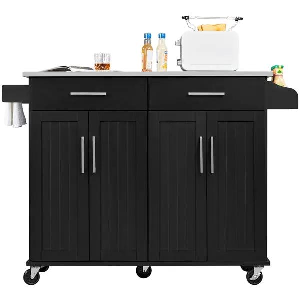 Yaheetech Kitchen Island on Wheels Kitchen Cart Trolley with Stainless Steel Top Kitchen Island on Wheels Kitchen Cart Trolley with Stainless Steel Top