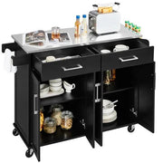 Yaheetech Kitchen Island on Wheels Kitchen Cart Trolley with Stainless Steel Top Kitchen Island on Wheels Kitchen Cart Trolley with Stainless Steel Top