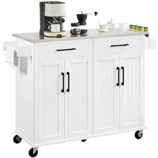 Yaheetech Stainless Steel Top Rolling Kitchen Island Cart Kitchen Trolley Stainless Steel Top Rolling Kitchen Island Cart Kitchen Trolley
