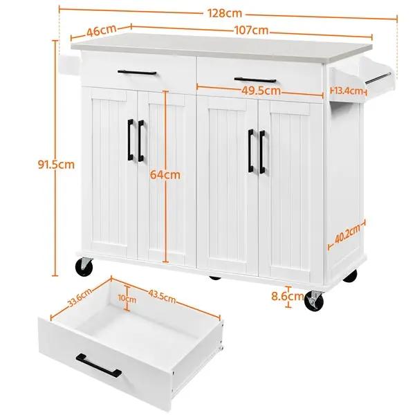 Yaheetech Stainless Steel Top Rolling Kitchen Island Cart Kitchen Trolley Stainless Steel Top Rolling Kitchen Island Cart Kitchen Trolley