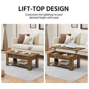 Lift Top Coffee Table with Gas Lift Mechanism Water-Resistant Center Table by Yaheetech