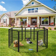 Yaheetech 80x100 cm Black Iron Dog Playpen Panels With Door Heavy Duty Exercise Pen Yaheetech 80x100 cm Black Iron Dog Playpen With Door