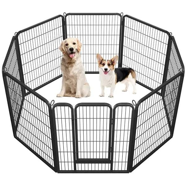 Yaheetech 80x100 cm Black Iron Dog Playpen Panels With Door Heavy Duty Exercise Pen Yaheetech 80x100 cm Black Iron Dog Playpen With Door