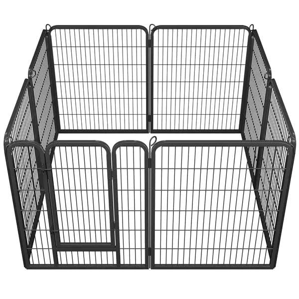 Yaheetech 80x100 cm Black Iron Dog Playpen Panels With Door Heavy Duty Exercise Pen Yaheetech 80x100 cm Black Iron Dog Playpen With Door