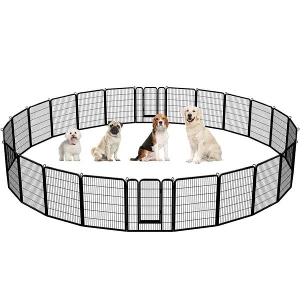 Yaheetech 80x100 cm Black Iron Dog Playpen Panels With Door Heavy Duty Exercise Pen Yaheetech 80x100 cm Black Iron Dog Playpen With Door