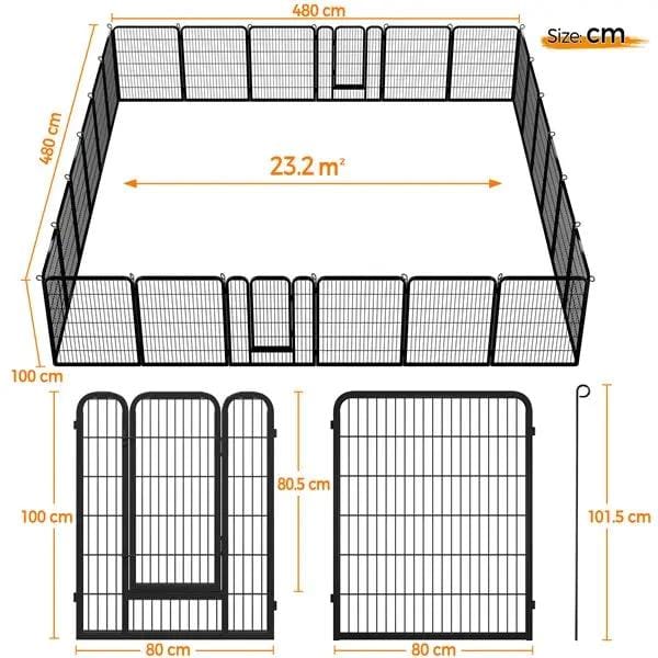 Yaheetech 80x100 cm Black Iron Dog Playpen Panels With Door Heavy Duty Exercise Pen Yaheetech 80x100 cm Black Iron Dog Playpen With Door