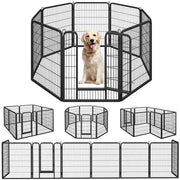 Yaheetech 80x100 cm Black Iron Dog Playpen Panels With Door Heavy Duty Exercise Pen Yaheetech 80x100 cm Black Iron Dog Playpen With Door
