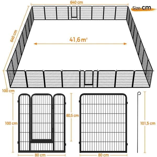Yaheetech 80x100 cm Black Iron Dog Playpen Panels With Door Heavy Duty Exercise Pen Yaheetech 80x100 cm Black Iron Dog Playpen With Door