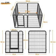Yaheetech 80x100 cm Black Iron Dog Playpen Panels With Door Heavy Duty Exercise Pen Yaheetech 80x100 cm Black Iron Dog Playpen With Door