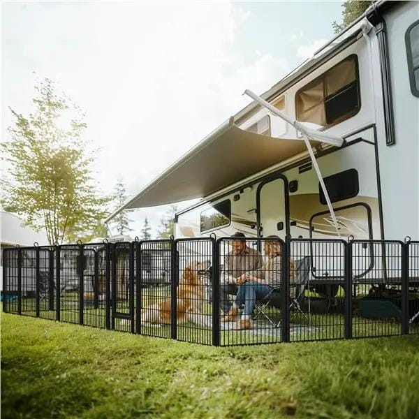 Yaheetech 80x100 cm Black Iron Dog Playpen Panels With Door Heavy Duty Exercise Pen Yaheetech 80x100 cm Black Iron Dog Playpen With Door