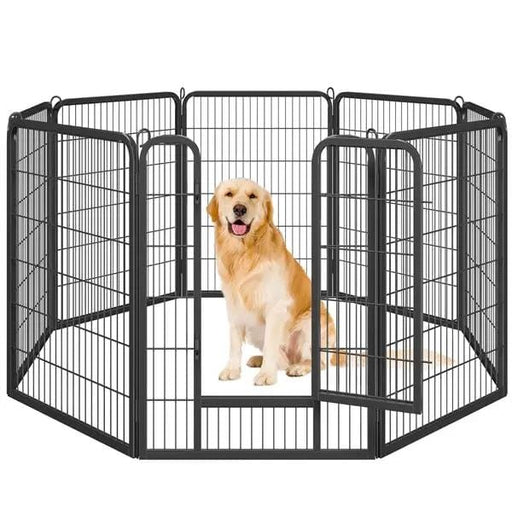 Yaheetech 80x100 cm Black Iron Dog Playpen Panels With Door Heavy Duty Exercise Pen Yaheetech 80x100 cm Black Iron Dog Playpen With Door