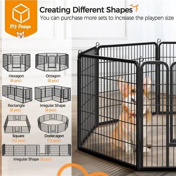 Yaheetech 31.5 Inch Heavy Duty Dog Playpen With Door Black Metal Enclosure Yaheetech 31.5 Inch Heavy Duty Dog Playpen With Door