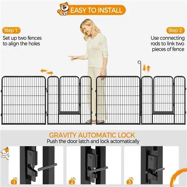 Yaheetech 31.5 Inch Heavy Duty Dog Playpen With Door Black Metal Enclosure Yaheetech 31.5 Inch Heavy Duty Dog Playpen With Door
