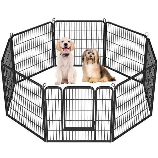 Yaheetech 31.5 Inch Heavy Duty Dog Playpen With Door Black Metal Enclosure Yaheetech 31.5 Inch Heavy Duty Dog Playpen With Door