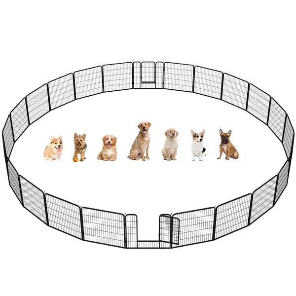 Yaheetech 31.5 Inch Heavy Duty Dog Playpen With Door Black Metal Enclosure Yaheetech 31.5 Inch Heavy Duty Dog Playpen With Door