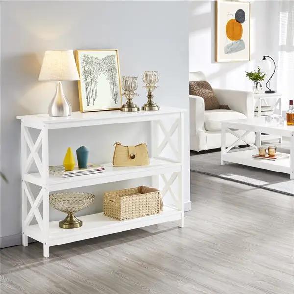 3-Tier Wooden Console Table Sofa Side Table Entryway Table by Yaheetech