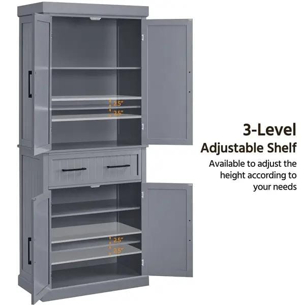 Tall Pantry Cupboard Freestanding Storage Cabinet Kitchen Pantry by Yaheetech