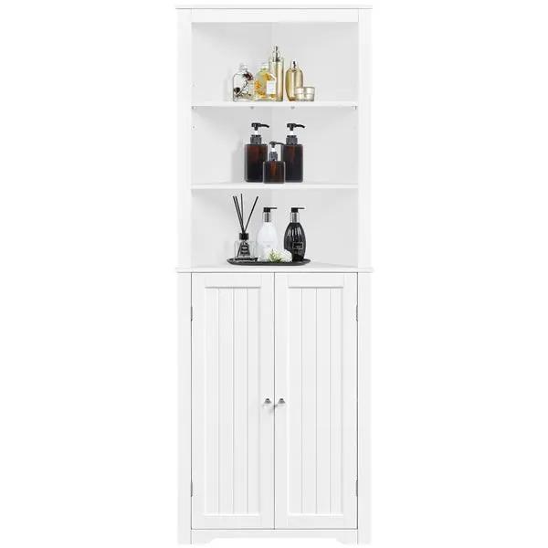 64.5″ H Tall Corner Cabinet Corner Shelving Unit Freestanding Bathroom Cabinet by Yaheetech