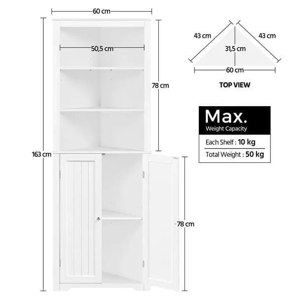 64.5″ H Tall Corner Cabinet Corner Shelving Unit Freestanding Bathroom Cabinet by Yaheetech