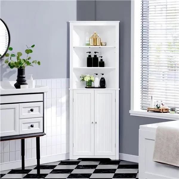 64.5″ H Tall Corner Cabinet Corner Shelving Unit Freestanding Bathroom Cabinet by Yaheetech