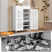 5-Tier & 1 Drawer Shoe Storage Cabinet Closed Adjustable Shoes Rack by Yaheetech
