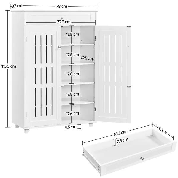 5-Tier & 1 Drawer Shoe Storage Cabinet Closed Adjustable Shoes Rack by Yaheetech