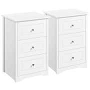 Set of 2 End Table w/three Drawers Wooden 3 Drawer Modern Tall End Table by Yaheetech