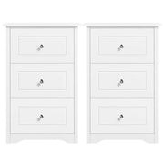 Set of 2 End Table w/three Drawers Wooden 3 Drawer Modern Tall End Table by Yaheetech