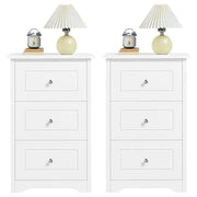 Set of 2 End Table w/three Drawers Wooden 3 Drawer Modern Tall End Table by Yaheetech