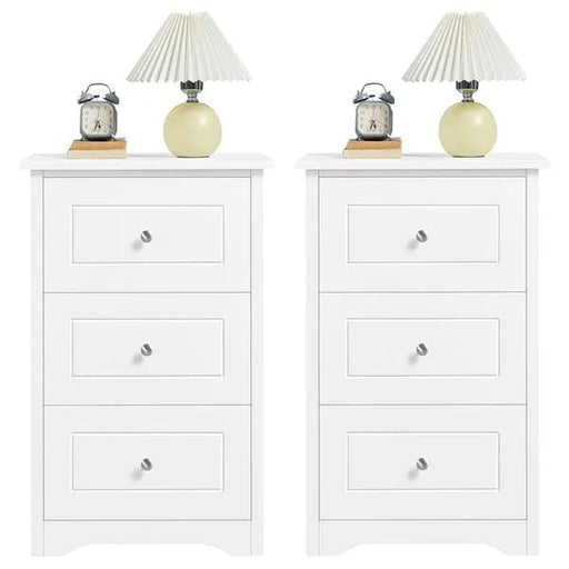 Yaheetech Set of 2 End Table w/three Drawers Wooden 3 Drawer Modern Tall End Table Set of 2 End Table w/three Drawers Wooden 3 Drawer Modern Tall End Table