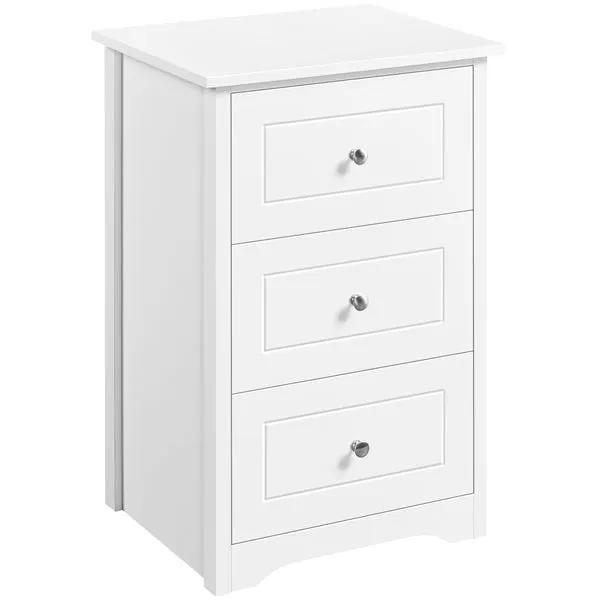 Set of 2 End Table w/three Drawers Wooden 3 Drawer Modern Tall End Table by Yaheetech