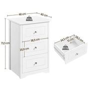 Set of 2 End Table w/three Drawers Wooden 3 Drawer Modern Tall End Table by Yaheetech