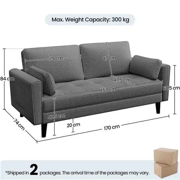 1x 2-seater sofa and 2x suited oversized armchair Sofa Set by Yaheetech