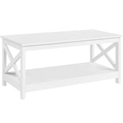 Yaheetech Two Tier Coffee Table With Storage Shelf Modern Accent Cocktail Table Yaheetech Two Tier Coffee Table With Storage Shelf