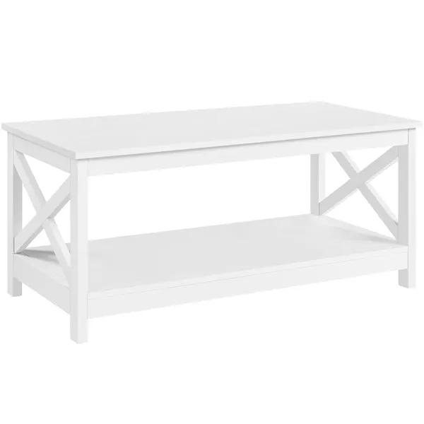 Yaheetech Two Tier Coffee Table With Storage Shelf Modern Accent Cocktail Table Yaheetech Two Tier Coffee Table With Storage Shelf