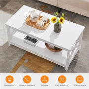 Yaheetech Two Tier Coffee Table With Storage Shelf Modern Accent Cocktail Table Yaheetech Two Tier Coffee Table With Storage Shelf